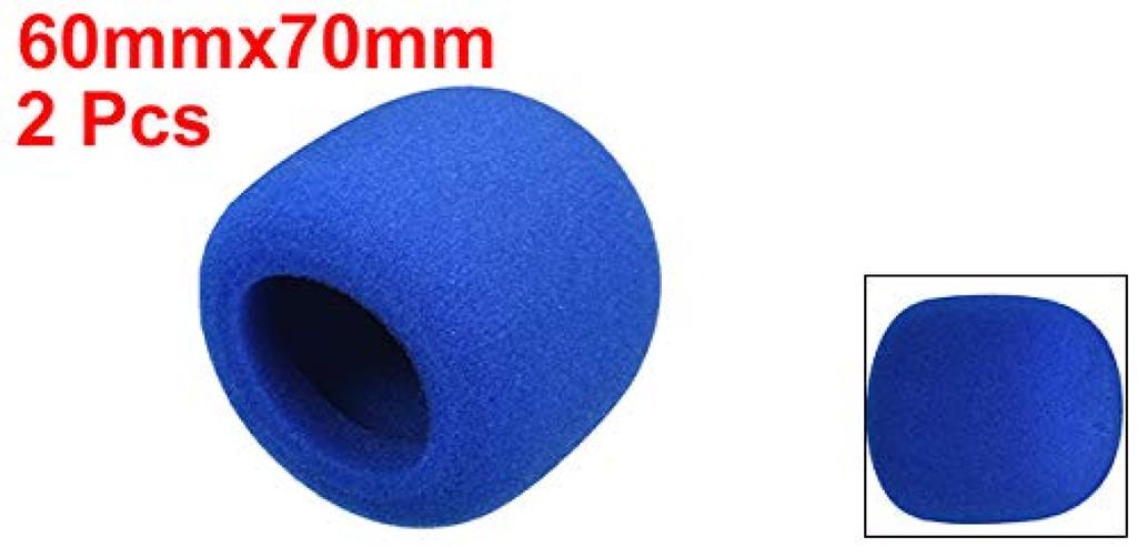 uxcell Foam Microphone Cover Thick Sponge Outer Diameter 60mm Handheld Microphone Windscreen Blue KTV 2pcs