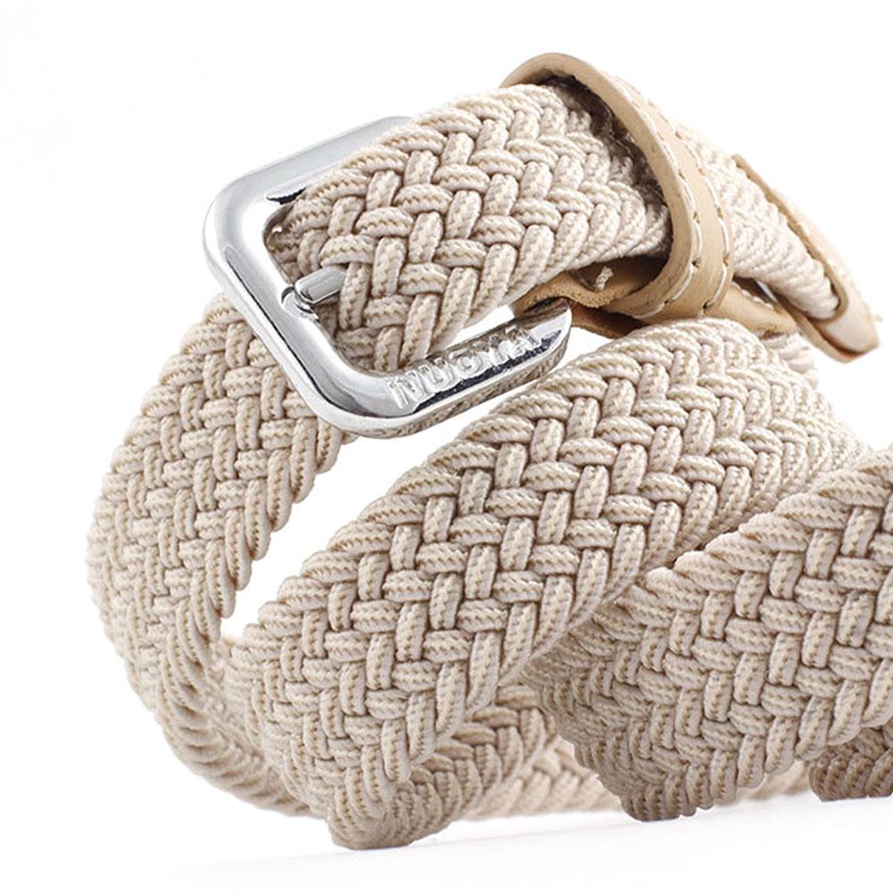 Men Women Casual Knitted Pin Buckle Belt Woven Canvas Elastic Expandable Braided Stretch Belts Plain Webbing Strap