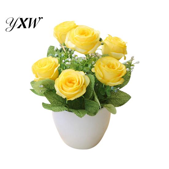 Fake A Pot Artificial Plant Bonsai Beautiful Simulation Flower Decor Plastic Rose for Living Room