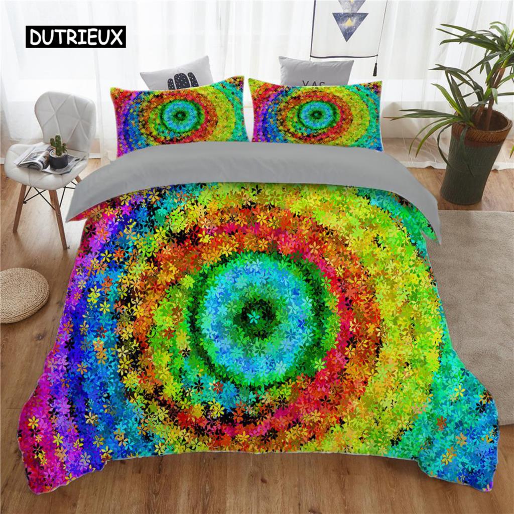 Water Wave Comforter Cover Package Rainbow Water Wave Blue Sky White Cloud Reflection Bed Cover Package Fine Microfiber King Size Queen Size Size