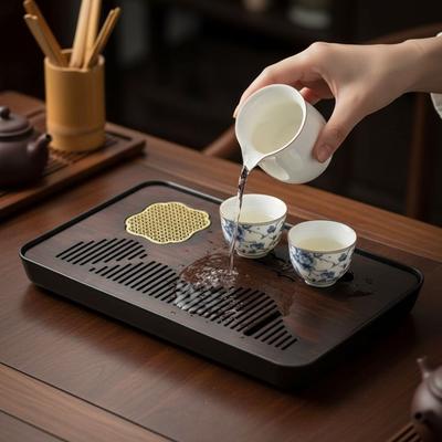 Japanese Style Tea Serving Plate Rectangular Tea Platform Water Storage Tea Tray  Tea Table