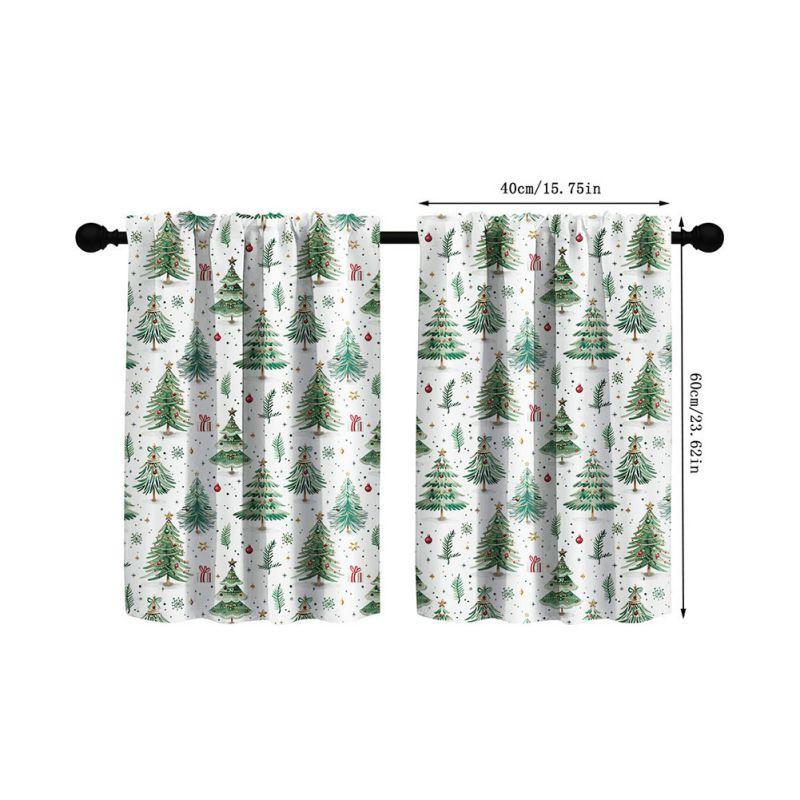 

Christmas Tree Printed Short Curtain Decoration Curtain,2pcs