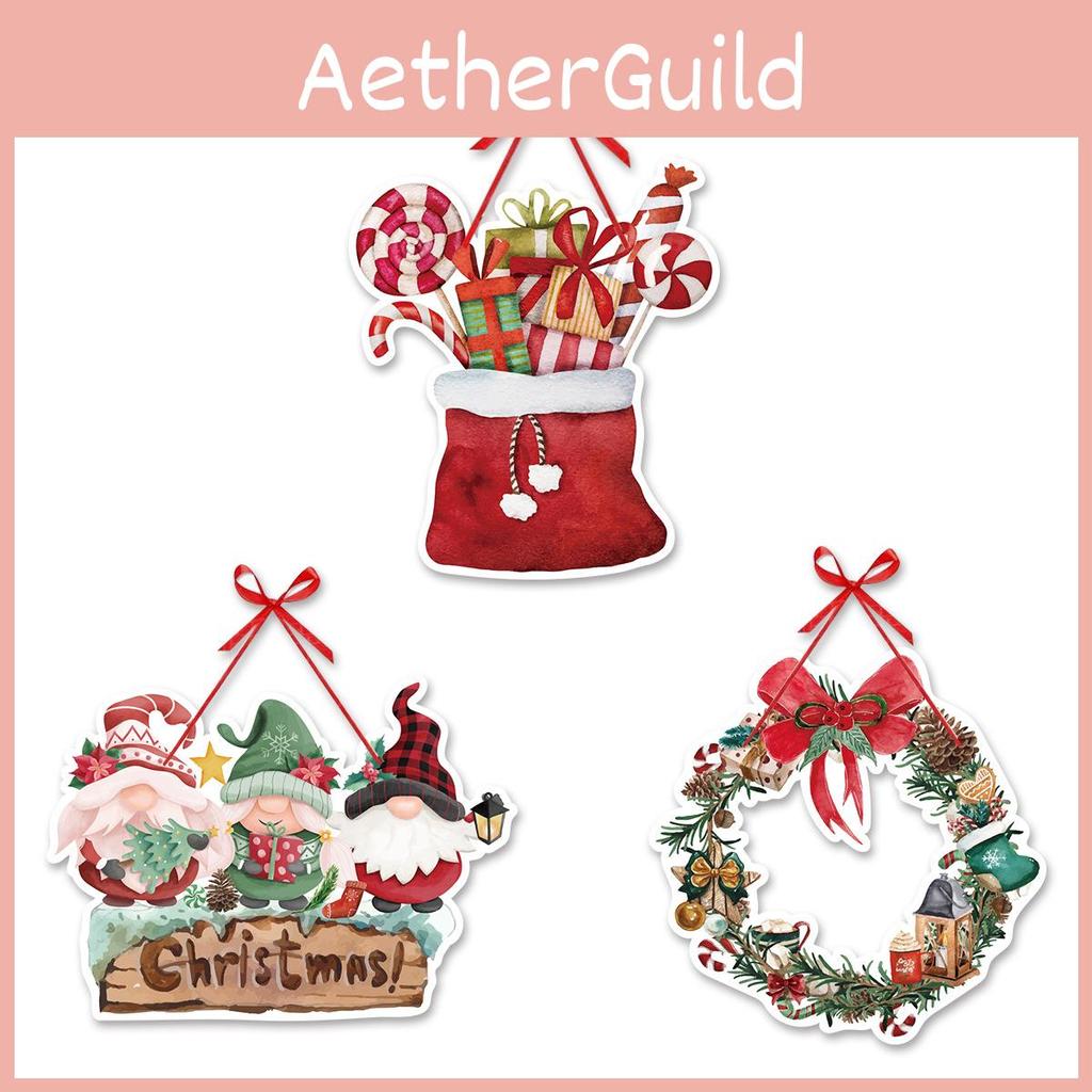 Christmas Party Paper Door Hanging Decor With Festive Flower Wreaths For Holiday Scene Setting