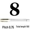 Extended Shank Fine Thread Tap for Hand and Machine Use, Non-standard Sizes M4-M24