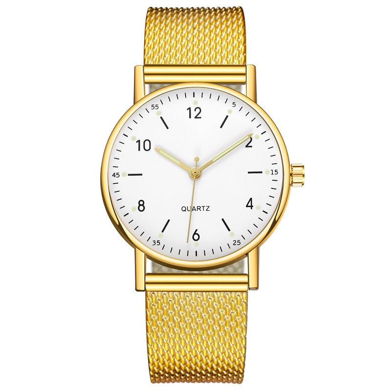 Modische leuchtende Uhr Damen-Kleber-Netzarmband Quarz-Uhr Damen-Uhr Nischen-Damen-Uhr