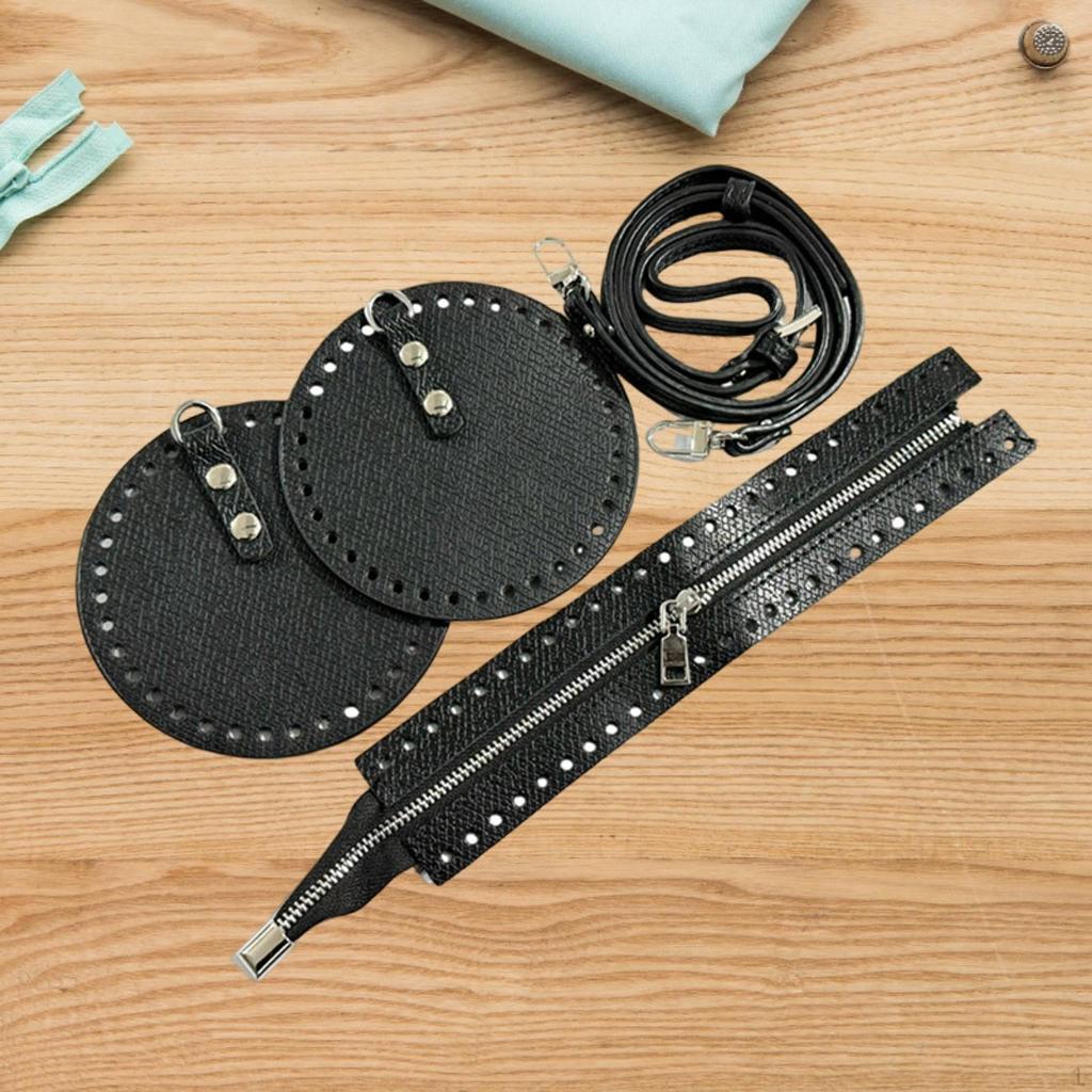 DIY Bag Making Kit With PU Leather Knitting Materials Shoulder Strap Zipper Holes Suitable for