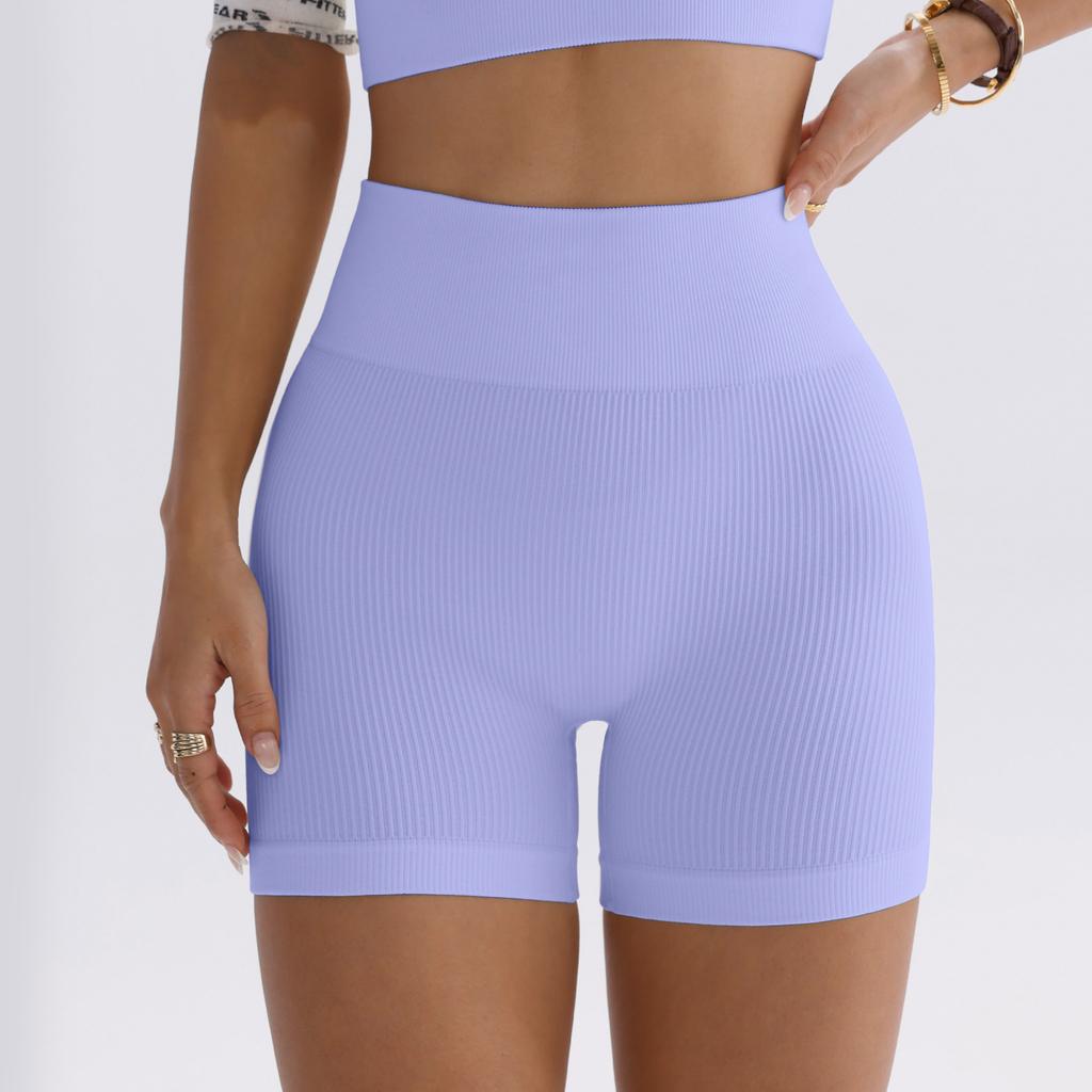 Sports shorts European and American hip lift high waist yoga pants women's peach hip tight three-point quick-drying threaded fitness shorts