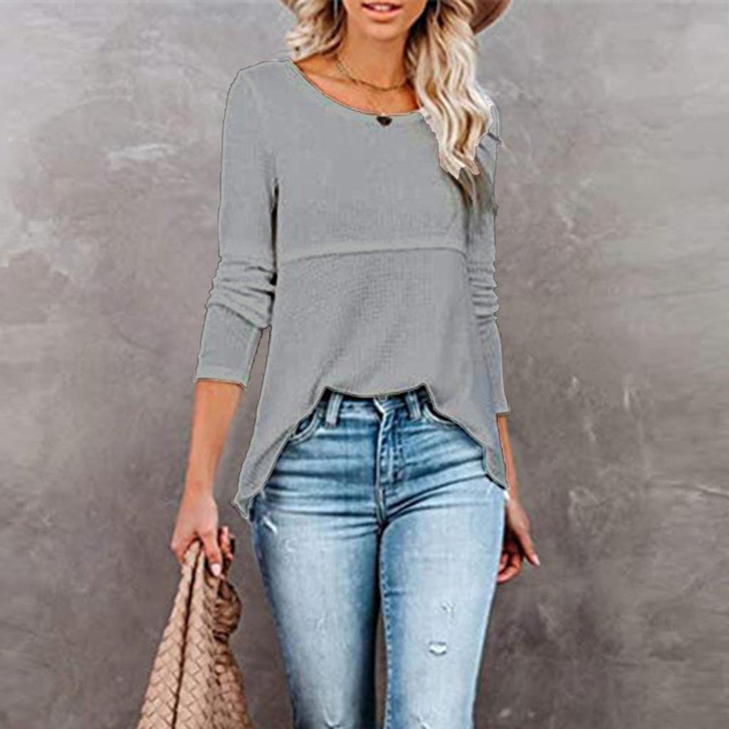Women's  Loose Round Neck Long Sleeve Hollow Back Top