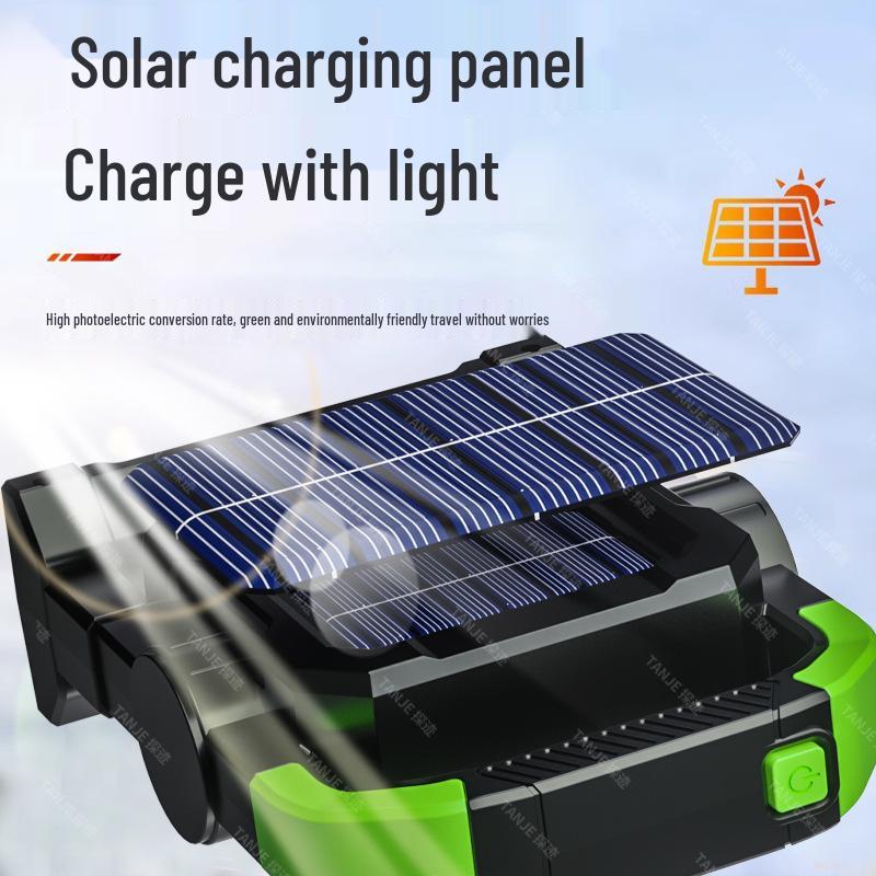 Rechargeable Solar-Powered Long-Range Searchlight: Super Bright, Handheld, Large Capacity, Extended Battery Life for Outdoor Use.