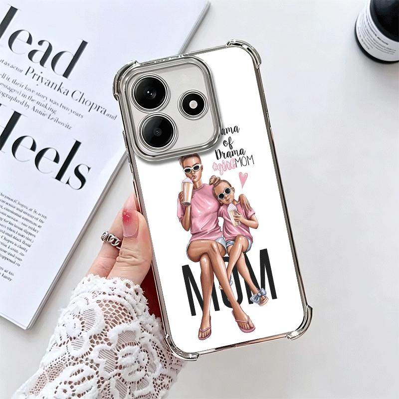 Baby Mom Girls Plating Phone Case For Xiaomi Redmi Note 14 15 Pro Plus 13 12 11 11S 11T 10 9S 9 5G Anti-Fall Airabag Cover