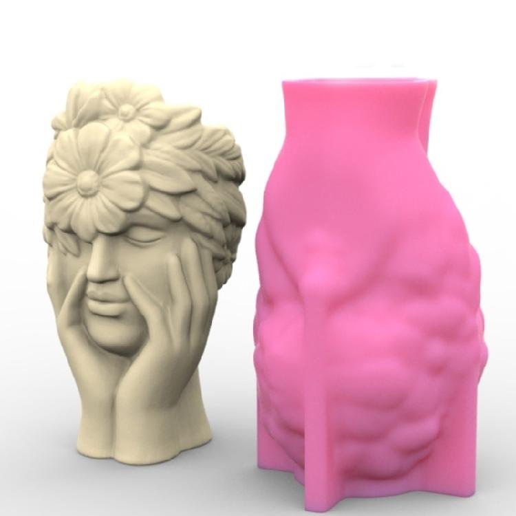 Concrete Vase Silicone Molds DIYs Flowerpot Mould Ornament Making Flower Girl Plaster Epoxy Resin Castings Molds Decors
