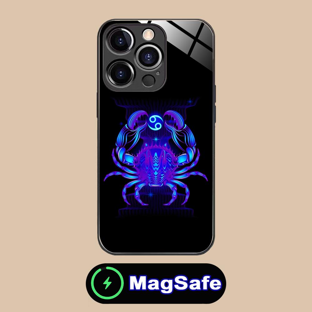 

Zodiac Sign Cancer Mobile Phone Case for iPhone 17 16 15 14 13 12 11 Pro Max Plus Mini MagSafe Glass Colour Cover Pretty Luxury iPhone17