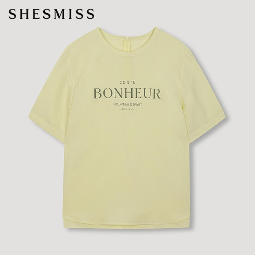 

She S miSS Lettering Short Sleeve blouSe Swwbln22030 Ye yellow/55