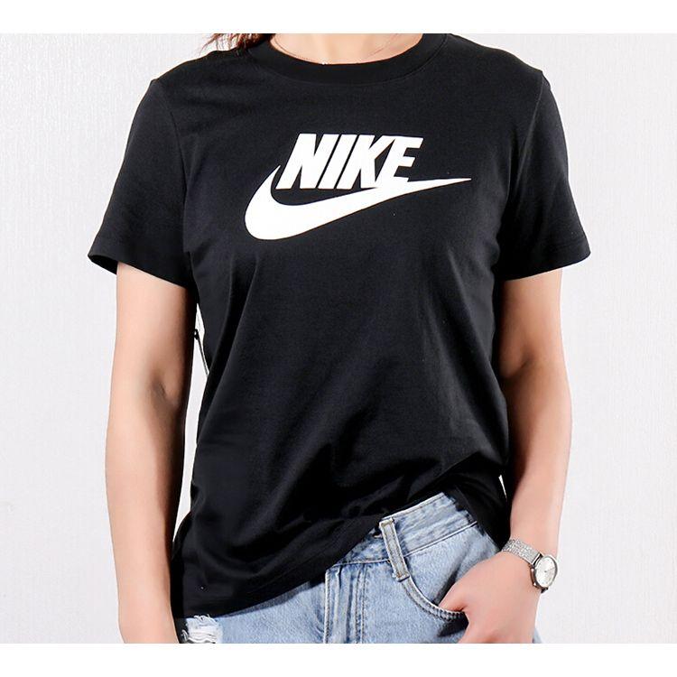 Nike Sportswear Essential Classic Logo Short Sleeve T-Shirt Women Tops Black BV6170-010