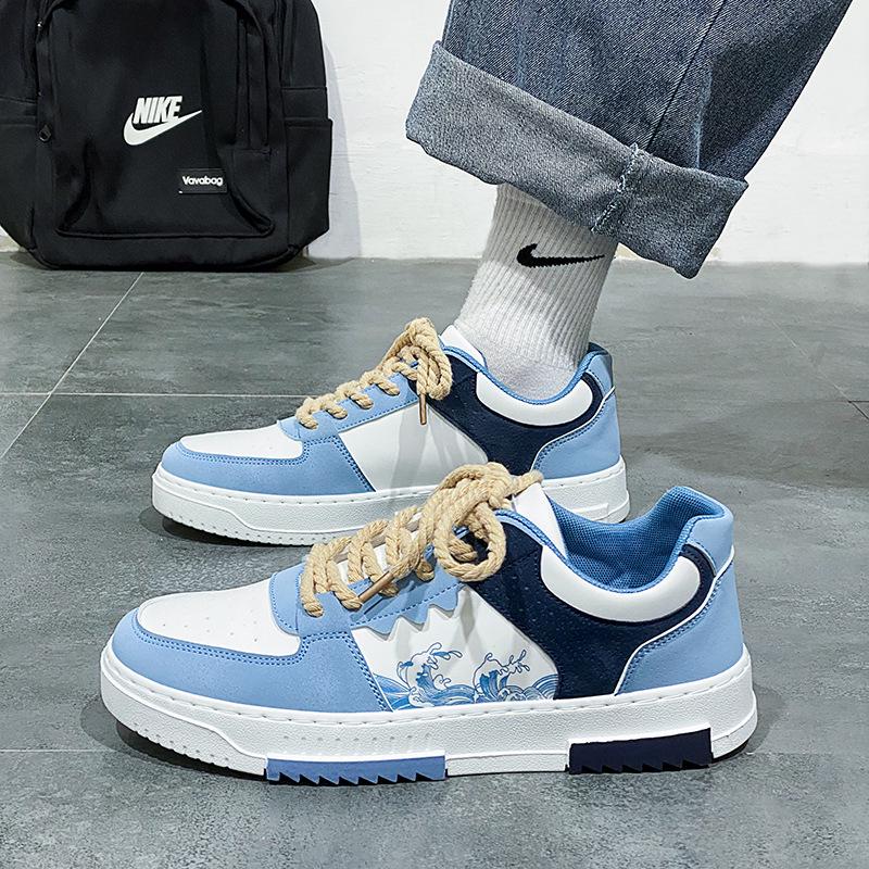 Wszechstronne męskie oddychające sneakersy Jesień 2025 - Modne białe buty sportowe na grubej podeszwie o unikalnym designie