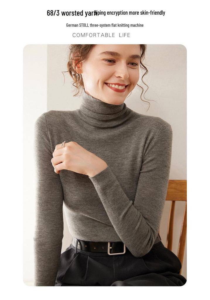Women's Fine Wool Cashmere Turtleneck Sweater - Autumn/Winter 2025 Collection, Slim Fit Korean Style Knitwear