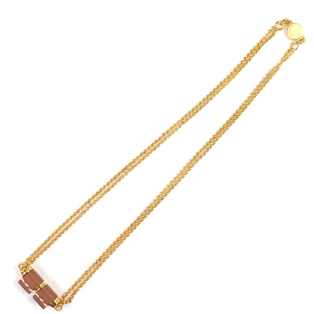 Pristine HERMES Necklace Charnier PM Serie gold Vaux Swift Leather Women Used