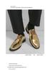 British Gold Pointed Toe Leather Loafers for Men - Spring/Autumn Slip-on, Large Size, Casual Style.