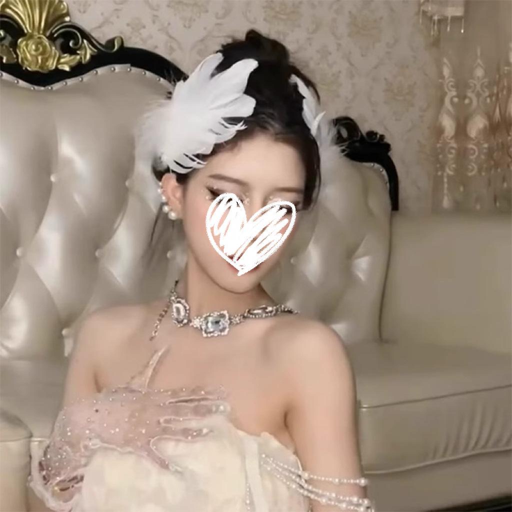 Christmas white swan feather headdress female crown hairpin women's ballet co angel dress photo decoration