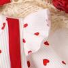 Baby Girls Valentine's Day Romper Dress Long Sleeve Ruffle Heart Letter Print Romper with Headband