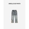 French Arielle De Pinto Girls' Pants Autumn Fashion Sweet Floral Denim Flared Pants for Young Children