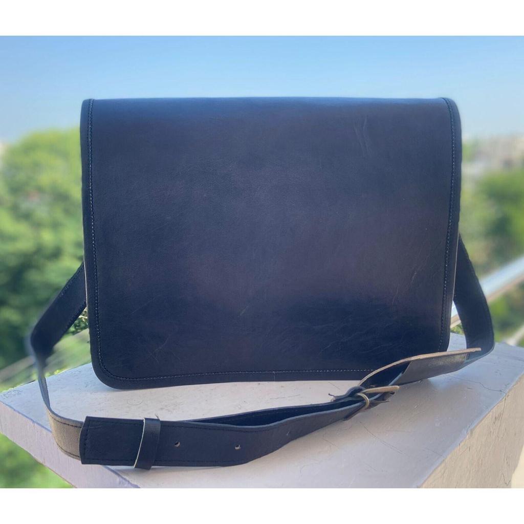 Men's Genuine Vintage Leather Messenger Laptop Briefcase Satchel Black Bag