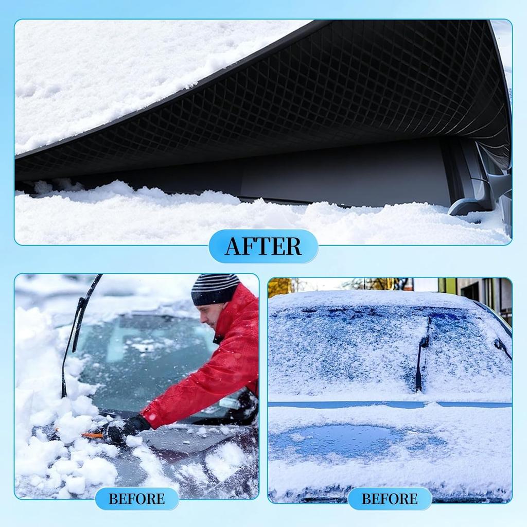 Car Windshield Cover for Ice and Snow - Automotive Windshield Snow Covers with Side Window & Rearview Mirror Protector, Winter Magnetic Car Anti-Snow