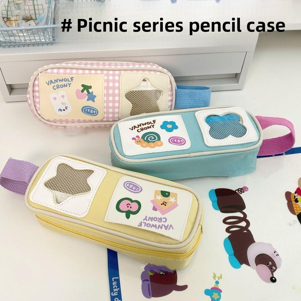 Picnic Series Cartoon Stationery Bag Rabbit Pen Pencil Case Kawaii Pencil Bag  Student