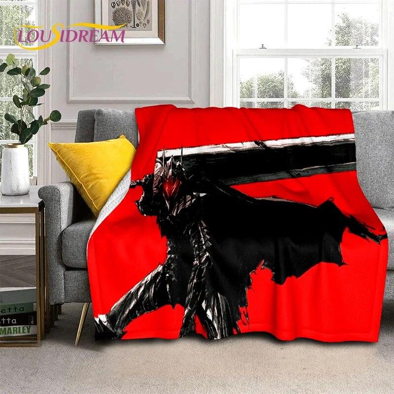 3D Anime Calssic Berserk Cartoon HD Blanket,Soft Throw Blanket for Home Bedroom Bed Sofa Picnic Travel Office Cover Blanket Kids