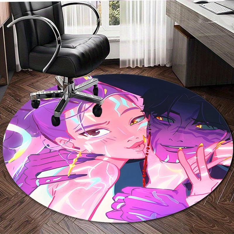 1pc KPop Demon Hunters19 Design Printed Area Round Carpet for Bedroom Living Room Home Decor Rugs Mat Non Slip Mat Rug for Bedside