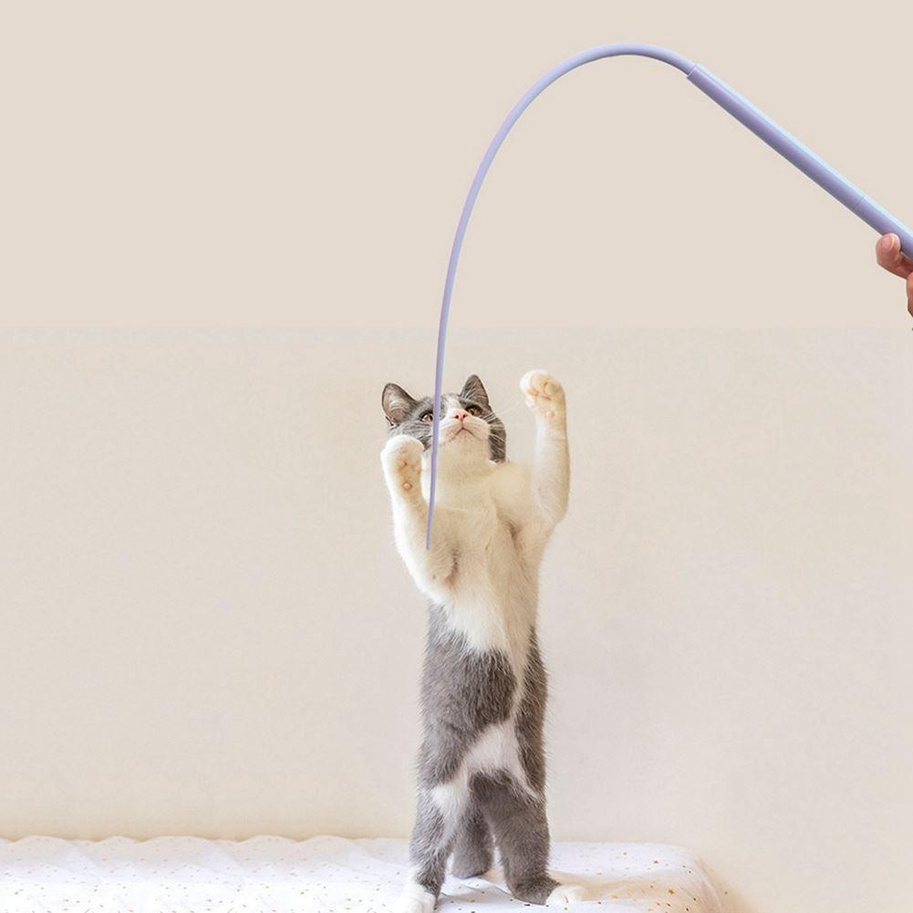 Mulated Mouse Tail Cat Toy Cat Teaser Funny Stick Silicone Long Tail Pet