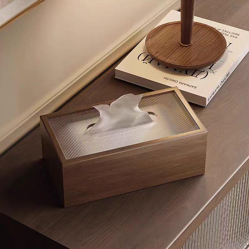 High-End Wooden Tissue Box for Living Room, Coffee Table, or Hotel - New Chinese Style with Customizable Logo Option