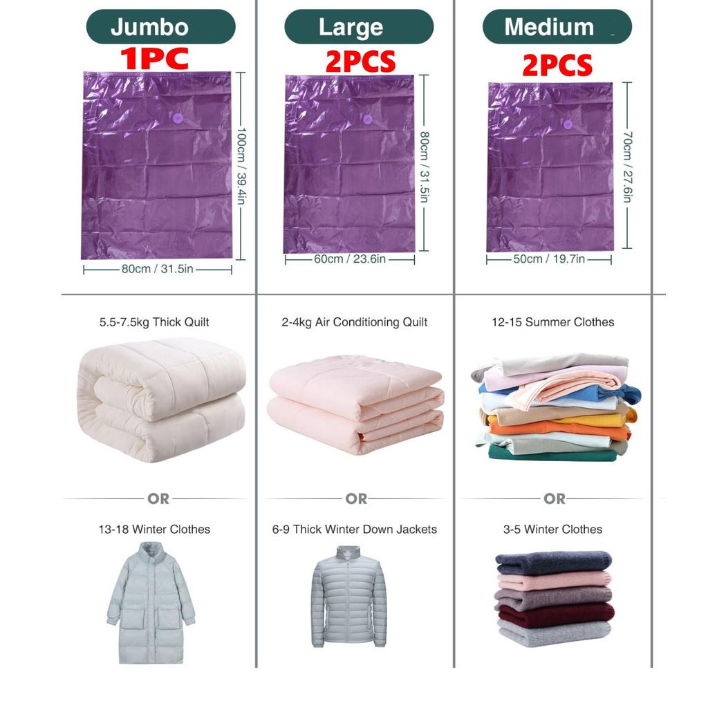 Vacuum Storage Bags Inside with Lavender Scent Reusable Clothes Storage Bags for Clothing Organizer Comforters Blankets, Bedding