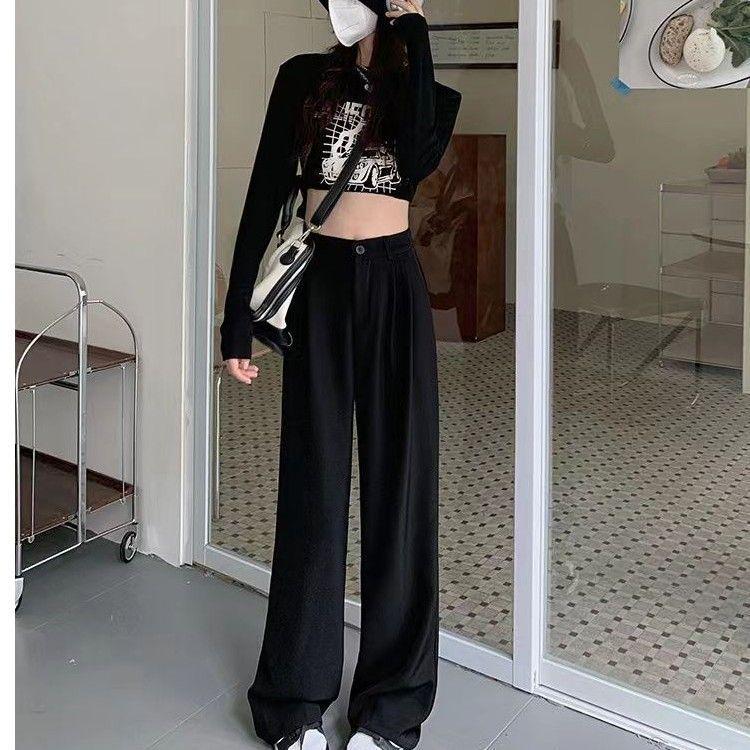 

Plus Size Women s High-Waisted Wide-Leg Pants - Flattering Loose Fit for Pear-Shaped Bodies, Perfect for Spring and Autumn S (up to 88 lbs)