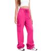 Women Cargo Sweatpants Stacked Pants Warm Fleece Drawstring Waist Casual Joggers Trousers
