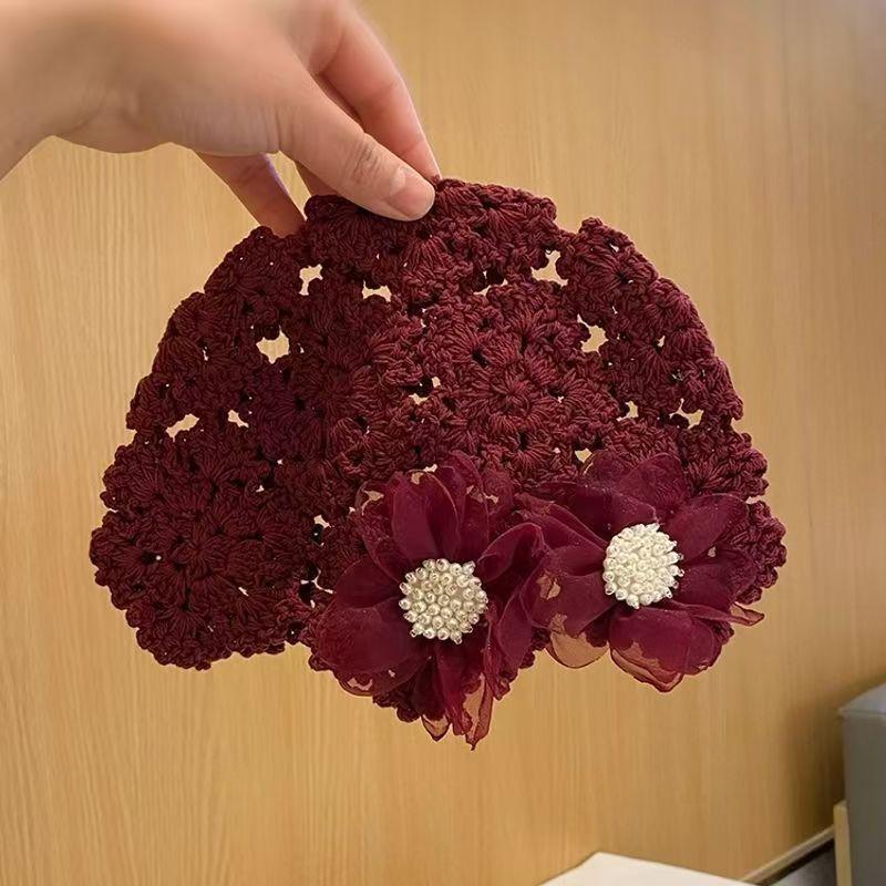 Handmade Hats Stacked Thin New Woven Hollow Retro Knitted Literary Bag Head Wool Hat Women