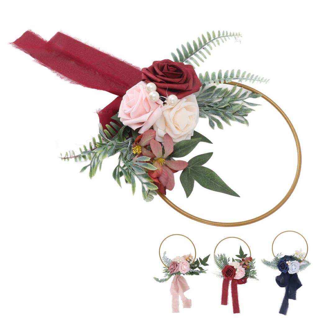 Artificial Succulents Wreath Iron Foam Greenery Wreath Portable Bridal Wreath for Wedding Celebratio