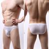 Men Sexy Briefs Mid-rise Ice Silk Thin Translucent Panties Elastic Waistband Solid Color U-Convex Underwear