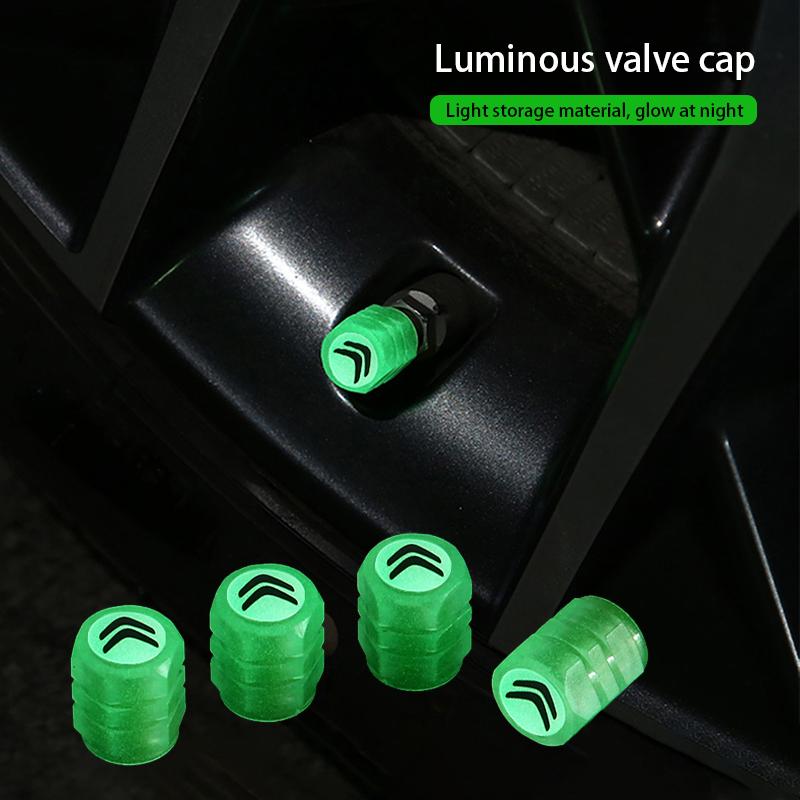 4Pcs Luminous Car Tire Valve Caps For Citroen Berlingo Xsara Picasso Fluorescent Night Glowing Decor Wheel Tyre Valve Stem Caps Valve Stems 1
