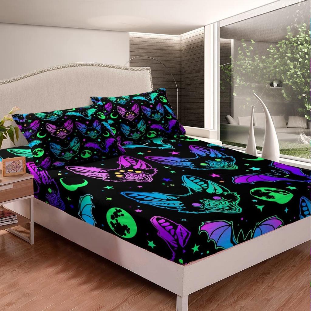 3D Dead Sugar Skull Girl Kissing Skull Home Bed Fitted Sheet Set Soft Microfiber Breathable Bedding All-Round Elastic Pocket
