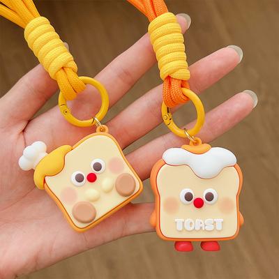 Cute Toast Key Chain Couple Three-dimensional Figure Student Bag Pendant Accessory Bread Pendant Gift