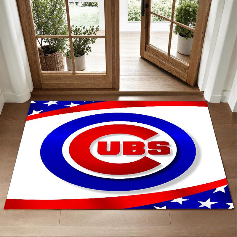 Chicago Cubs Design Crystal Velvet Rug Soft Decorative Mat for Bedroom Entrance