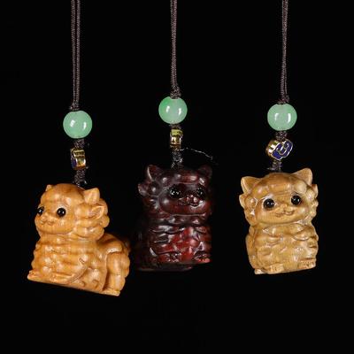 Sandalwood Zodiac Sheep Carving Pendant & Phone Chain Key Accessory