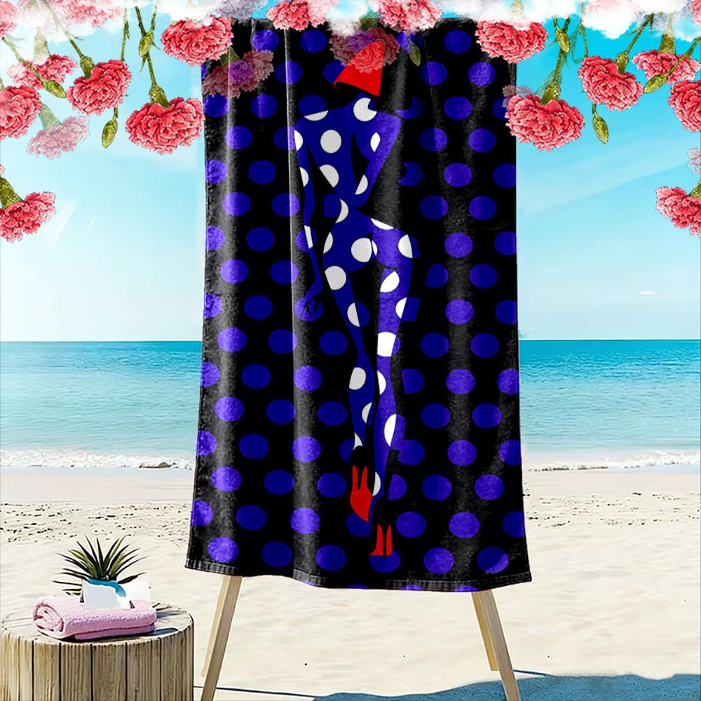 Polka Dot Fashion Silhouette Beach Towel Quick-drying for Travel Outdoor Sports Jogging Beach and Swimming