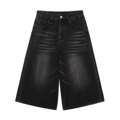 Dámské džínové šortky s vysokým pasem, americký streetwear, široké nohavice, délka ke kolenům, ležérní, volné, letní