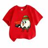 Kids Boys Girls 100% Cotton Crew Neck Short Sleeve T-Shirt, Cute Chicken with Gun Elf Pattern Casual Soft Breathable Summer Tee for Children Daily Wea