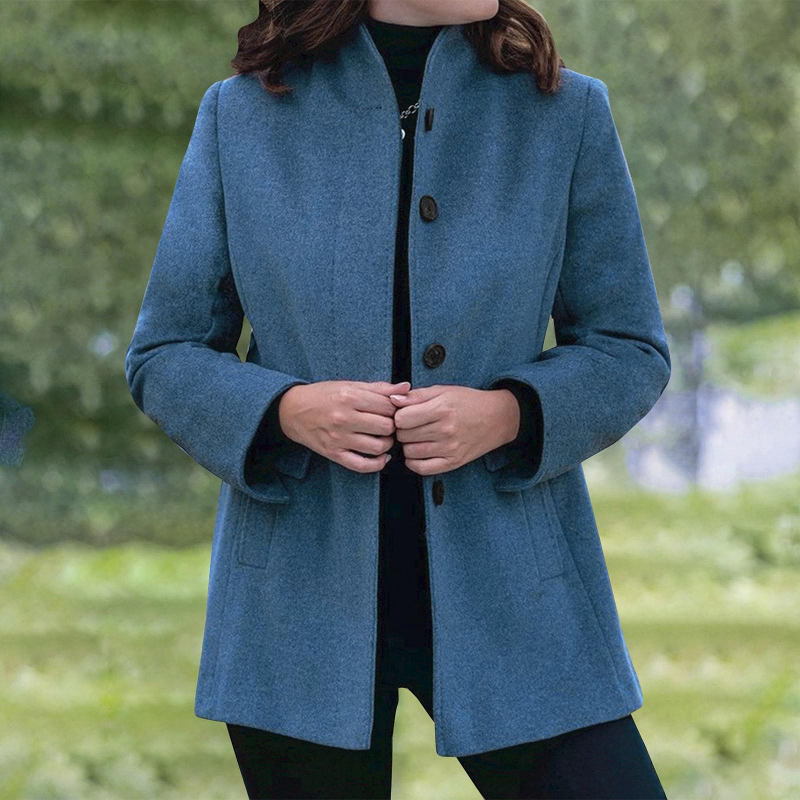 

Длинный рукав женский однотонный топ с капюшоном легкая куртка пальто зима и осень L синий