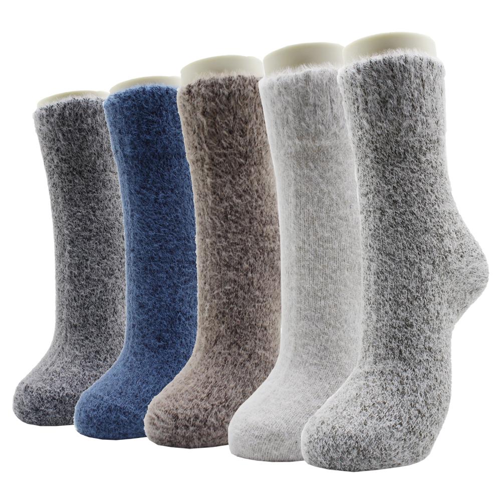 5 Pairs New Autumn and Winter Thicken Warm Men Wool Socks Pure Color Ethnic Imitation Mink Cashmere Casual Men Socks