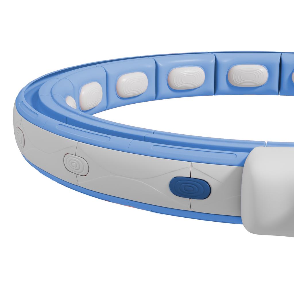 Smarter gewichteter Hula-Hoop, Massage-Hula-Ring mit 16 abnehmbaren Knoten, 360 Grad automatisch rotierender Ball, Digitaler Zähler Hellblau