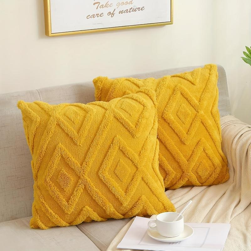 1PC Pillowcase Soft Single-Sided Pattern Plush Plump Material Elegant Geometric Diamond Jacquard Pattern Minimalist Style 45x45cm